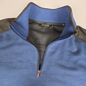 Bugatchi Quarter Zip Pullover Mens Large Night Blue Textured Poly Rayon